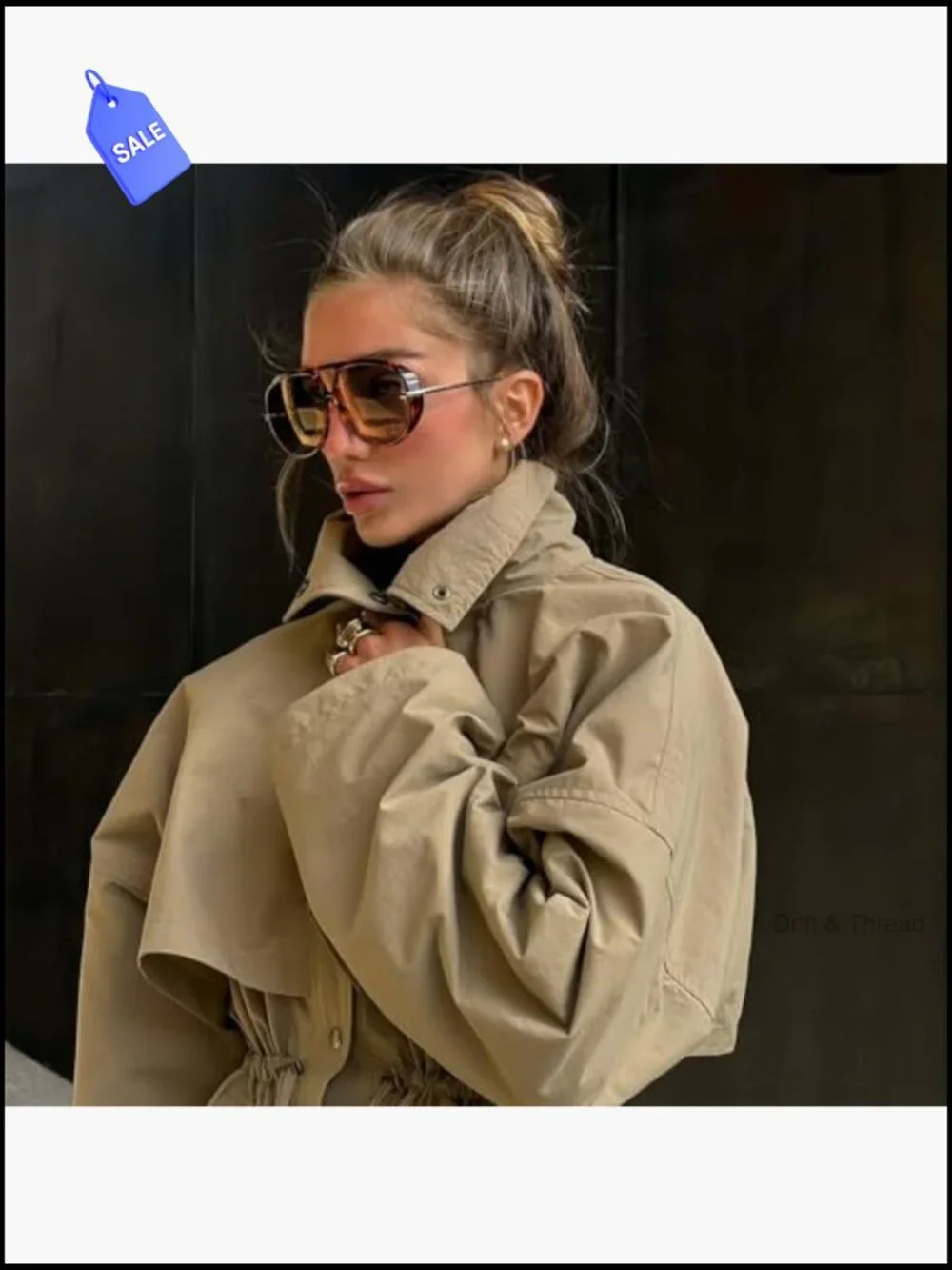 Retro Oversized Gold Metal Aviator Sunglasses UV Protection